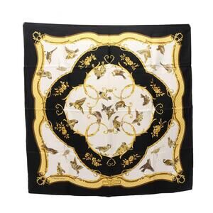 HERMES Authentic Black Silk Scarf